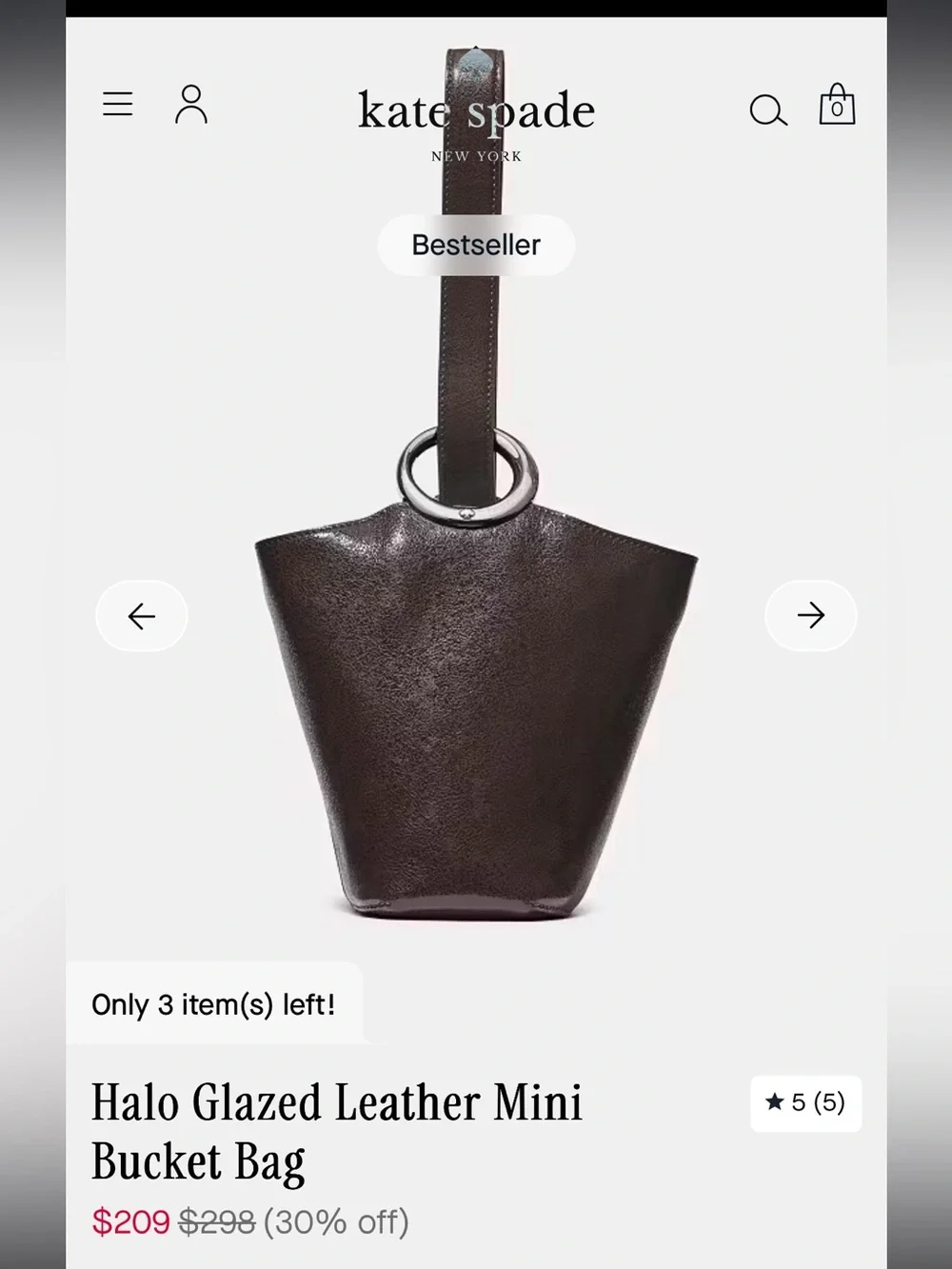 Kate Spade Halo Glazed Leather Mini Bucket Bag NWOT - two available